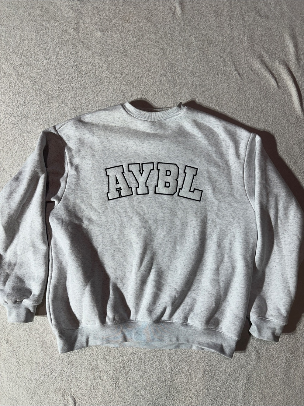 AYBL Light Grey Crewneck Sweatshirt with Bold Back Logo